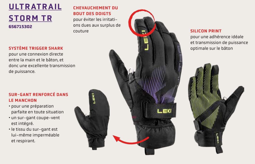 Caractéristiques des gants de trail-running Ultratrail Storm TR Leki